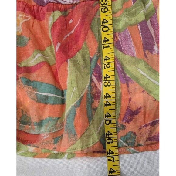 Indigo Rose Tropical Midi Dress L | Orange Multicolor Leaf Print Vacation Style - Picture 7 of 7